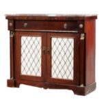 A REGENCY MAHOGANY AND MARBLE CHIFFONIER.