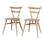 A PAIR OF ERCOL ELM 'GREEN DOT' CHAIRS (2).