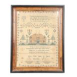 A VICTORIAN NEEDLEWORK SAMPLER, ELIZA WEST 10 YEARS OLD 1841.