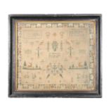 A GEORGE IV NEEDLEWORK SAMPLER, ANN WATSONS 10 YEARS OLD 1827.