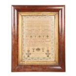 AN EARLY VICTORIAN NEEDLEWORK SAMPLER, ELLEN CATHERINE PARKES AGED 10 YEARS 1840.