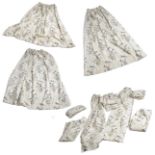 FIVE PAIRS OF NEEDLEWORK CURTAINS (10).