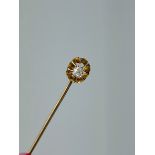antique 18ct yellow gold diamond buttercup stick pin brooch
