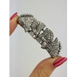 Huge Art deco era / antique diamond lapel pins brooch in antique box