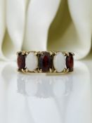 Vintage 9ct Gold Opal and Garnet 5 Stone Ring