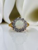 Vintage Opal and Diamond 18 Carat Gold Cluster Ring