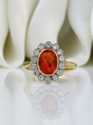 Vintage Fire Opal and Diamond 18 Carat Cluster Ring
