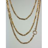 victorian era 9ct rose gold heavy long guard chain necklace