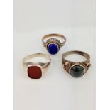 MIXED LOT - 3X SILVER SIGNET RINGS