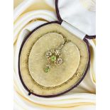 Antique 15ct Yellow Gold Peridot and Pearl Pendant on Chain in Antique Box