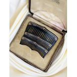 Antique Boxed 9ct Gold Overlay Set of Three Hair Combs