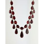 Incredible Antique Garnet Fringe Riviere Necklace in 9ct Gold
