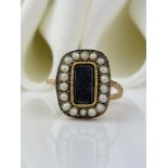 antique yellow gold pearl locket front mourning ring
