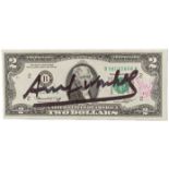 Warhol, Andy (1928 Pittsburgh - 1987 New York, nach) - „Two Dollar Bill“, 2 Dollarnote mit Gelegenh