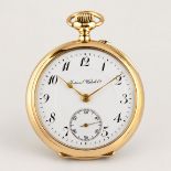 Damentaschenuhr - IWC Schaffhausen, Schweiz, um 1908, glattes Lépine-Gehäuse aus 14-K Gelbgold, wei