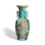 A FAMILLE ROSE 'SILK WEAVING' VASE Jiaqing
