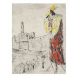 Marc Chagall (Russian/French, 1887-1985) King David, from Bible Etching with hand-colouring in w...