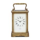 A late 19th century carriage clock timepiece Drocourt, Paris retailed by Dent, London