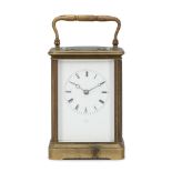A late 19th century French carriage clock timepiece Japy Freres, retailed by Batton, Paris