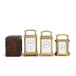 A collection of three early 20th-century French timepiece carriage clocks