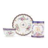 A Worcester mug and a teacup and saucer, circa 1775-80