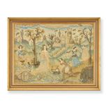 A framed stumpwork panel 18th century