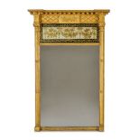 A Regency giltwood, gilt gesso and verre eglomise pier mirror 1810-1820