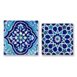 Two Multan underglaze-painted pottery tiles North India, 20th Century(2)