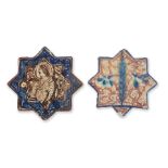 Two Kashan lustre pottery star tiles Persia, 13th Century