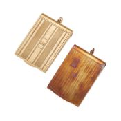 GROUP OF TWO 14K GOLD MATCHBOOK HOLDER PENDANTS