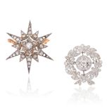 TWO DIAMOND-SET BROOCHES