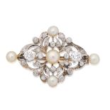 PEARL AND DIAMOND BROOCH