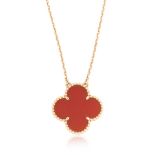 VAN CLEEF & ARPELS: CARNELIAN EDITION PRINCE 'ALHAMBRA' NECKLACE