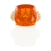 18K GOLD, FIRE OPAL AND DIAMOND RING