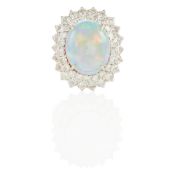 PLATINUM, DIAMOND AND OPAL CONVERTABLE RING TO PENDANT