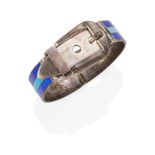 GUCCI: STERLING SILVER AND ENAMEL BUCKLE BRACELET