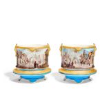 A pair of third quarter Paris porcelain jardinieres Circa 1860-70 (2)