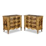 A pair of painted and polychrome decorated commodes Second quarter or mid 20th century, in the I...
