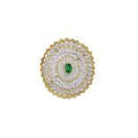 EMERALD AND DIAMOND BROOCH/PENDANT