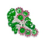 JADEITE, GEM-SET AND DIAMOND BROOCH/ PENDANT