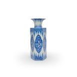 A BLUE AND WHITE HEXAGONAL VASE Kangxi