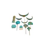 11 KINGFISHER HAIR PINS AND ORNAMENTS 19th century (11)