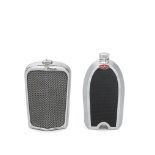 A Bugatti radiator decanter, together with a Jaguar SS radiator decanter Both Ruddspeed, British...