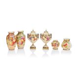 A pair of Royal Worcester vases and covers By P. Platt
