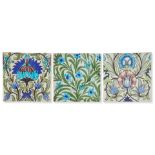 Three William De Morgan tin-glazed tiles