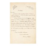 DOYLE (ARTHUR CONAN) Autograph letter signed ('A. Conan Doyle') to an unknown recipient ('Dear ...