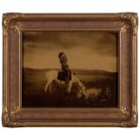 Edward Curtis Orotone. CURTIS, EDWARD S. 1868-1952. An Oasis in the Badlands. Chief Red Hawk, Si...
