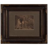 Edward Curtis Gelatin sliver print. CURTIS, EDWARD S. 1868-1952. Cutting Mescal, c.1906.