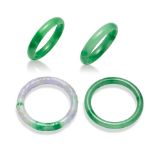 FOUR JADEITE BANGLES 20th century (4)