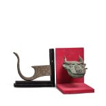 TWO INLAID BRONZE FINIALS Han and Warring States style, 20th century (2)